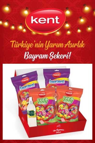 Kent Assortment Karışık (375 G)*2 + Tofy Meyveli Bayram Şekeri (375 G)*2 Kolonya Hediyeli