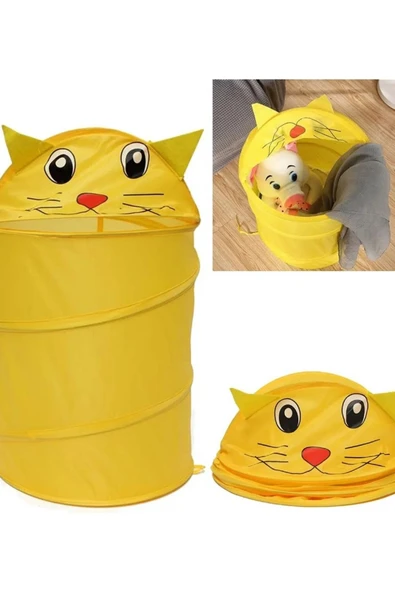 Çok Amaçlı Katlanır Oyuncak Filesi Hayvan Desenli Pratik Çamaşır Sepeti - 3