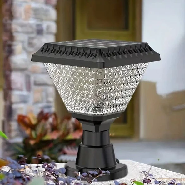 30 Watt Güneş Enerjili Solar Set Üstü Bahçe Duvar Armatürü, Beyaz Işık, Kablosuz Set Üstü Aplik - 5