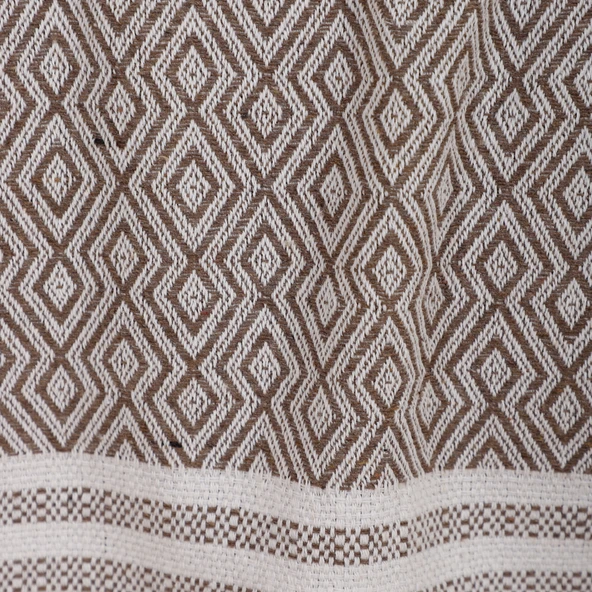 Natural Buldan İşi Kolları Örten Kaymaz Kanepe Çekyat Koltuk Örtüsü 180x300 cm Pamuk Dokuma (Kahverengi) - 3