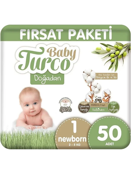 Baby Turco Doğadan 1 Numara Yenidoğan 50'li Bebek Bezi