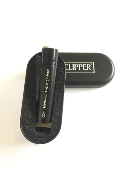 Özel Kutulu Mat Siyah Clipper Çakmak Isme Özel Kaliteli - 4