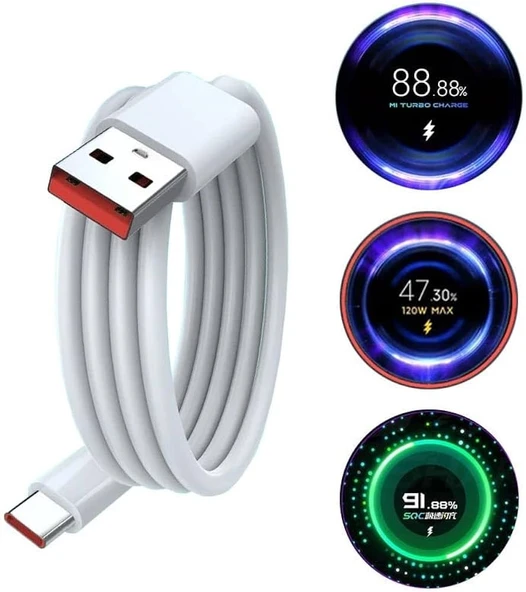 Xiaomi Mi ile Uyumlu 120W Turbo Hızlı Şarj Aleti Kablo Dahil Yarım Saatte Doldurur - 2
