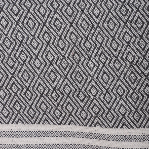 Natural Buldan İşi Kolları Örten Kaymaz Kanepe Çekyat Koltuk Örtüsü 180x300 cm Pamuk Dokuma (Antrasit) - 4