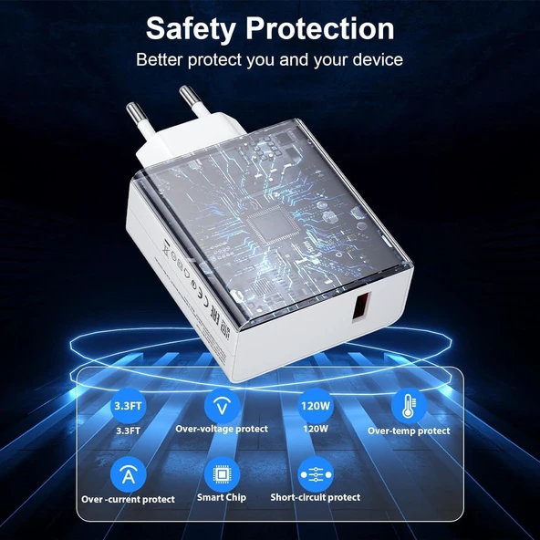 Xiaomi Mi ile Uyumlu 120W Turbo Hızlı Şarj Aleti Kablo Dahil Yarım Saatte Doldurur - 3