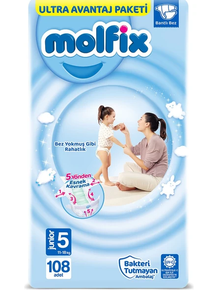 Molfix 5 Numara Junior 108'li Bebek Bezi ürün görseli