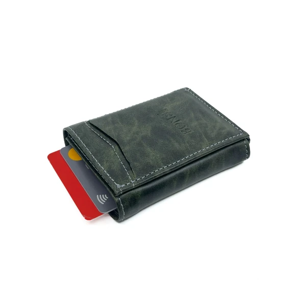 Bons Deri RFID Mekanizmalı Cüzdan - Yeşil - 4