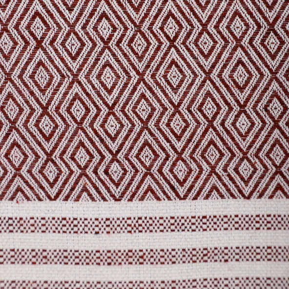 Natural Buldan İşi Kolları Örten Kaymaz Kanepe Çekyat Koltuk Örtüsü 180x300 cm Pamuk Dokuma (Mürdüm) - 4
