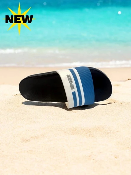 Unısex Mavi Beyaz Kaymaz Rahat Taban Deniz Plaj Havuz Banyo Günlük Terlik MIAMI-0850 - 7