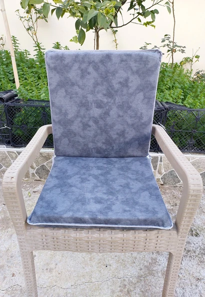1 Adet Komutan Arkalıklı Sandalye Minderi, Extra Kalın (Kalınlık 5cm)-K.Gri