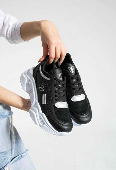 Albishoes Kadın Yazlık Fileli Yüksek Taban Hafif Rahat 5 CM Günlük Yürüyüş Kalın Taban Spor Ayakkabı - Resim 4