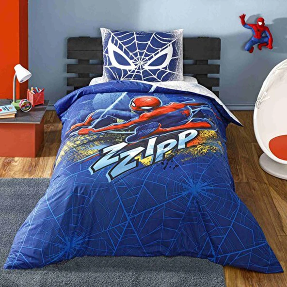 TAÇ LİSANSLI TEK KİŞİLİK NEVRESİM TAKIMI DH SPİDERMAN BLUE