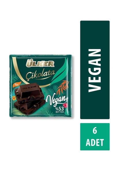 Ülker Vegan Bitter Kare Çikolata 60 Gram x 6 Adet
