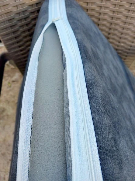 6 Adet Komutan Arkalıklı Sandalye Minderi, Extra Kalın (Kalınlık 5cm)-K.Gri - 4