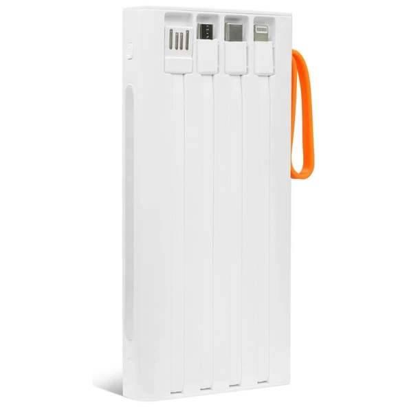 Pmr 10.000 Mah Pd 22.5W Dahili Kablolu Hızlı Şarj Led Fener QC10 Beyaz Powerbank - 3