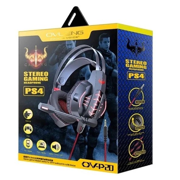 OV-P20 Kulak Üstü Kablolu Kulaklık Mobil ve Ps4 Için Oyuncu Kulaklığı - 3