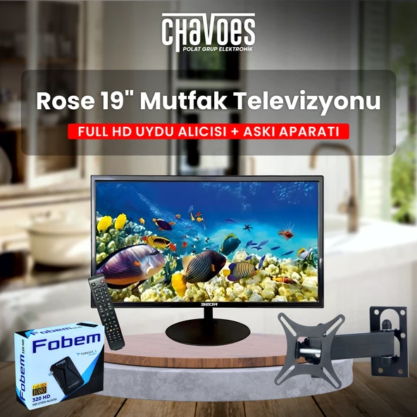 Chavoes Rose 19" Televizyon-monitör Uydu Alıcısı Askı Aparatı 49 Ekran 12v Full Hd Karavan - Tekne