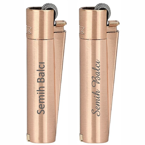 Isme Özel Hediyelik Clipper Çakmak Özel Kutulu Rose Gold - 8