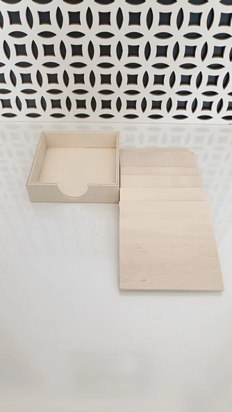 ham ahşap bardak altlığı seti - 2