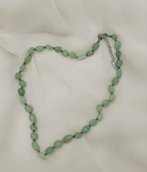 Kolye Çelik Dogaltaş Aventurin Kadın Kız Takı Gerdanlık Düğün Nişan - 3