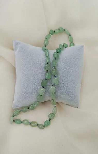 Kolye Çelik Dogaltaş Aventurin Kadın Kız Takı Gerdanlık Düğün Nişan - 2