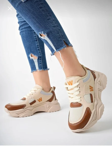 Albishoes Kadın Yazlık Fileli Yüksek Taban Hafif Rahat 5 CM Günlük Yürüyüş Kalın Taban Spor Ayakkabı - 3
