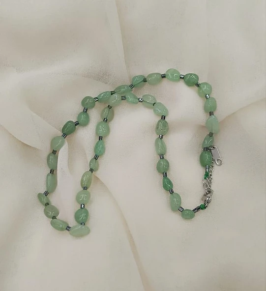 Kolye Çelik Dogaltaş Aventurin Kadın Kız Takı Gerdanlık Düğün Nişan - 4