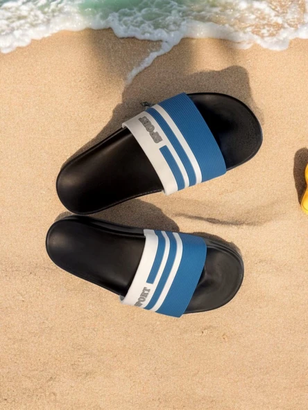 Unısex Mavi Beyaz Kaymaz Rahat Taban Deniz Plaj Havuz Banyo Günlük Terlik MIAMI-0850 - 6