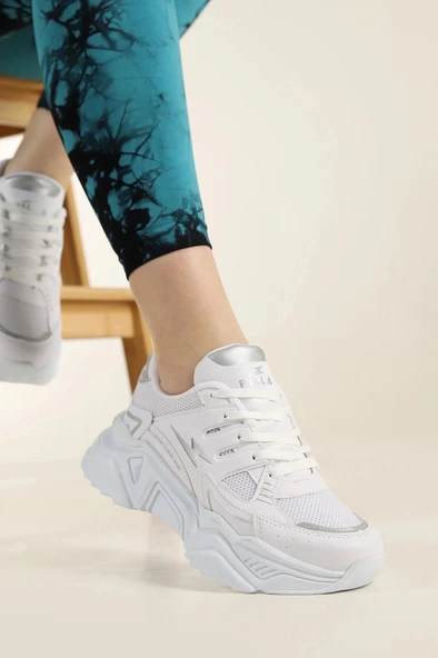 Albishoes Kadın Yazlık Fileli Yüksek Taban 5 CM Hafif Rahat Günlük Yürüyüş Kalın Taban Spor Ayakkabı