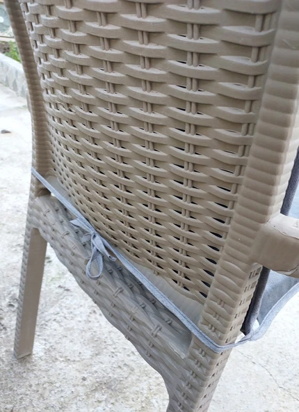 2 Adet Komutan Arkalıklı Sandalye Minderi, Extra Kalın (Kalınlık 5cm)-K.Gri - 3