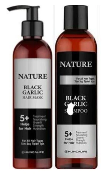 Huncalife Nature Siyah Sarımsaklı Şampuan-350 ml ve saç kremi