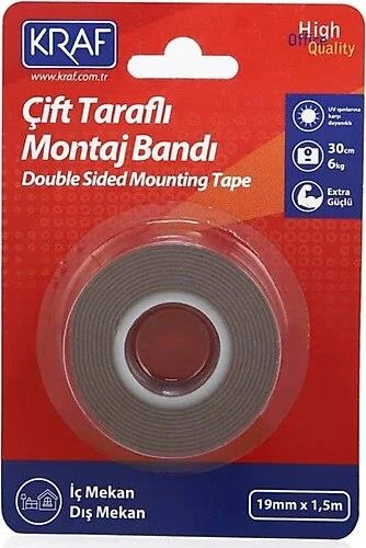 KRAF MONTAJ BANDI CIFT TARAFLI EXTRA GUCLU 19X1.5