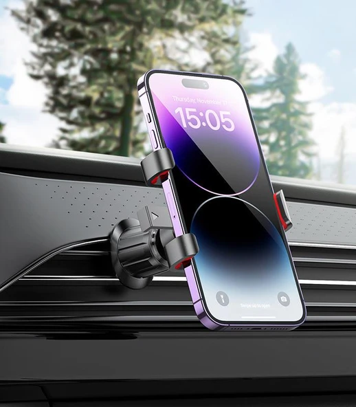 HOCO H22 Otomatik Kelepçe Havalandırma Bölmesi Araç içi Telefon Tutucu - 6