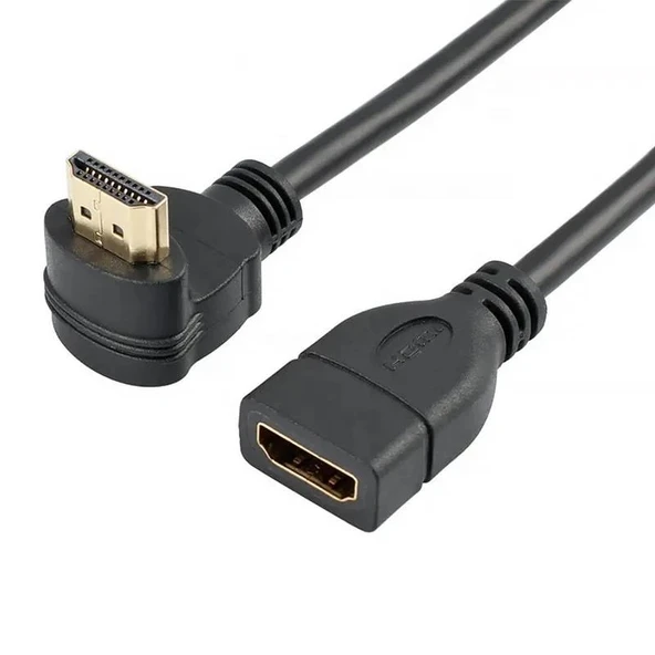 PrimeX PX-4667 Hdmi Dişi Erkek Uzatma, 1 Metre 90 Derece HDMI Uzatma Kablosu HDMI Uzatma, L Tip HDMI Uzatma, 1 Metre HDMI uzatma