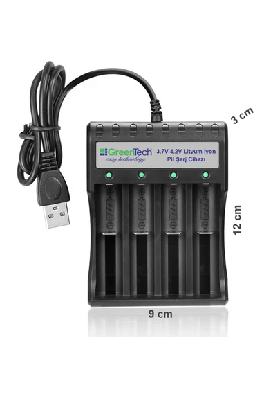Greentech 3.7/4.2 Lityum İyon Pil Şarj Cihazı (Dört Yuvalı) / GT-BC05 - 5