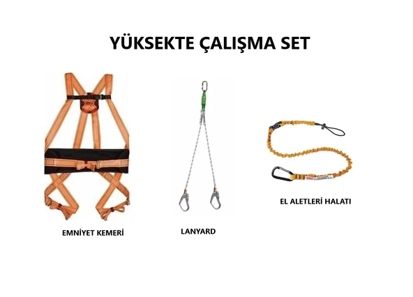 Yüksekte Çalışma Set (Emniyet Kemeri-Lanyard-Tool Lanyard)