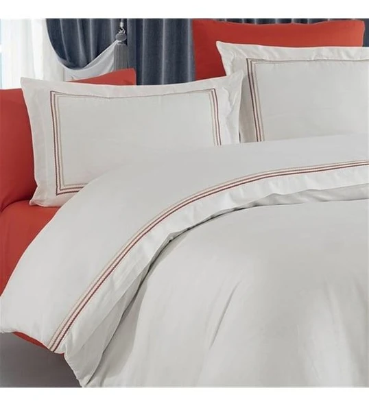 NAZİK SATEN NEVRESİM TAKIMI ÇİFT KİŞİLİK TREND KİREMİT ürün görseli