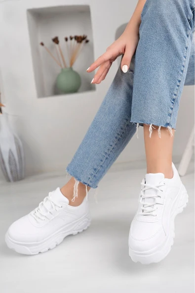 Albishoes Kadın Günlük Sneaker Yüksek Taban 6 CM Hafif Rahat Spor Ayakkabı Kadın Kalın Taban Sneaker - 4