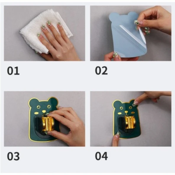 TİNEKE Yapışkanlı Hayvan Figürlü Hareketli Duş Başlığı Tutucu 1 Adet - 2