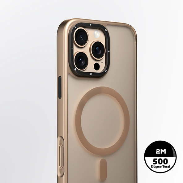 Apple iPhone 16 Pro Max Kılıf M-safe Şarj Özellikli Cam Arka Yüzey TPU Youngkit Gemstone Serisi Kapak - Resim 4