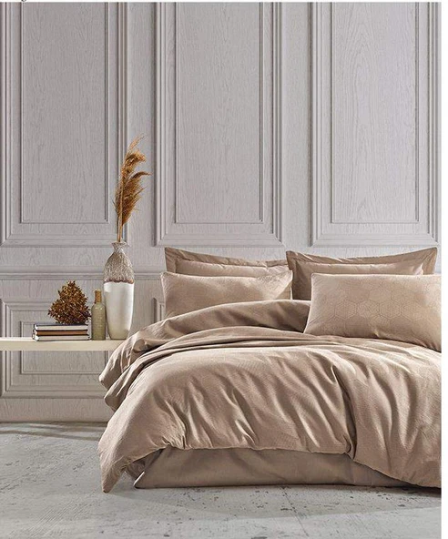 ŞAHESER JAKARLI NEVRESİM TAKIMI ÇİFT KİŞİLİK JACOB BEJ - Resim 2