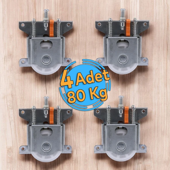 Sürgülü Sürme Dolap Gardırop Vestiyer Kapak Mekanizması Tekerleği 80 Kg Kapasiteli Tekerlek (4 ADET)