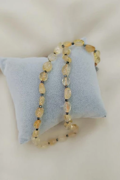 Kolye Çelik Dogaltaş Sitrin Kadın Kız Takı Gerdanlık Düğün Nişan - 2