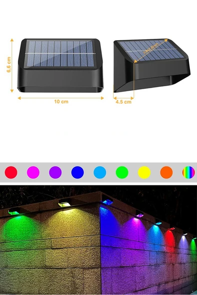 Greentech Güneş Enerjili 8 Renk Geçişli Duvar Aydınlatma (4 Adet) / GT-SL16 - 2