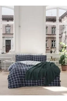 TÜRKİZ RANFORCE NEVRESİM TAKIMI TEK KİŞİLİK CASUAL LACİVERT