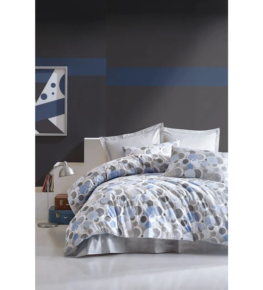 CB MİNİMAL  ÇİFT KİŞİLİK NEVRESİM TAKIMI POLY MAVİ - Resim 2