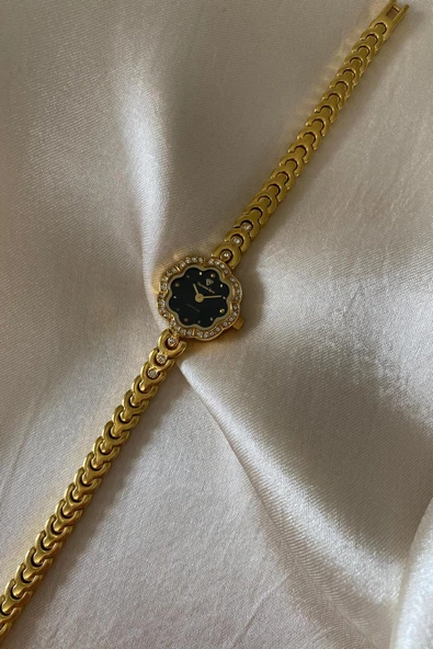 Daymond Rene Altın Sarı Kaplama Paslanmaz Çelik Özel Tasarım Kordon Küçük Vintage Kadın Kol Saati