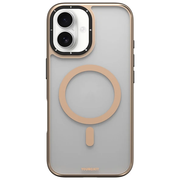 Apple iPhone 16 Kılıf M-safe Şarj Özellikli Cam Arka Yüzey TPU Youngkit Gemstone Serisi Kapak - 9
