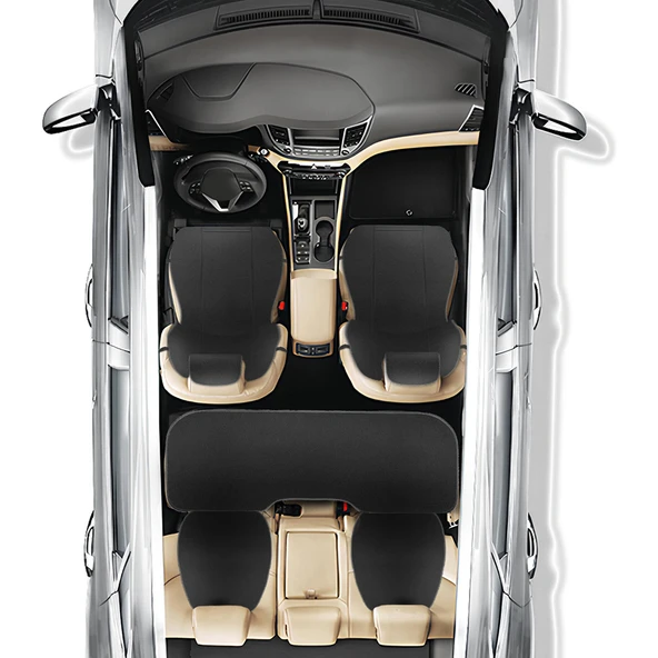 Keten Cepli Araç Ön Arka Koltuk Koruyucu Minder Kılıf  Sırt Dayanmalı 5'Li Araba Koltuk Minderi - Resim 4