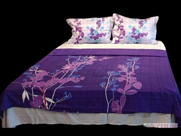 TÜRKİZ ÇİFT KİŞİLİK PAMUK SATEN NEVRESİM TAKIMI PURPLE MOR - 2